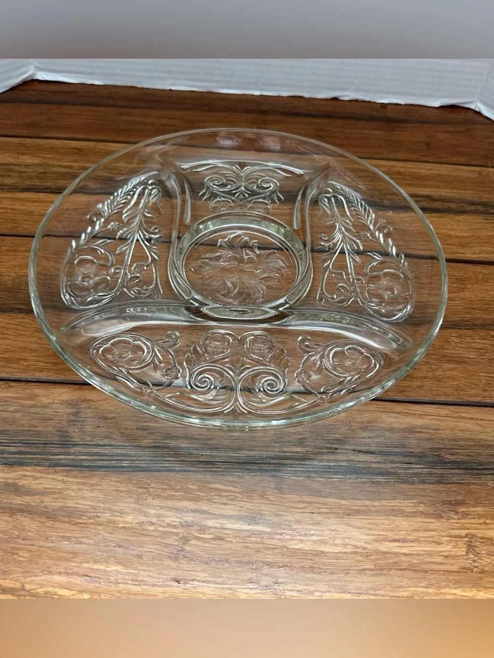Divided Pressed Clear Glass 11 1/2